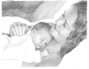 mom_baby_pencil_portrait